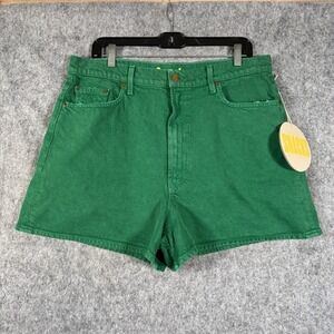 MOTHER Denim Shorts Size 34 SNACKS Kelly Green Denim Jean High Rise Savory NWT